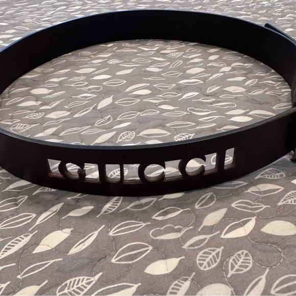 GUCCI Brown Leather Belt with Silver Buckle, size 38 - Picture 3 of 11